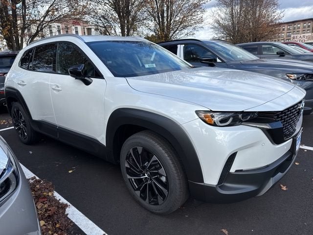 2026 Mazda Mazda CX-50 Hybrid Premium Plus AWD in Wind Chill Pearl — front three-quarter view