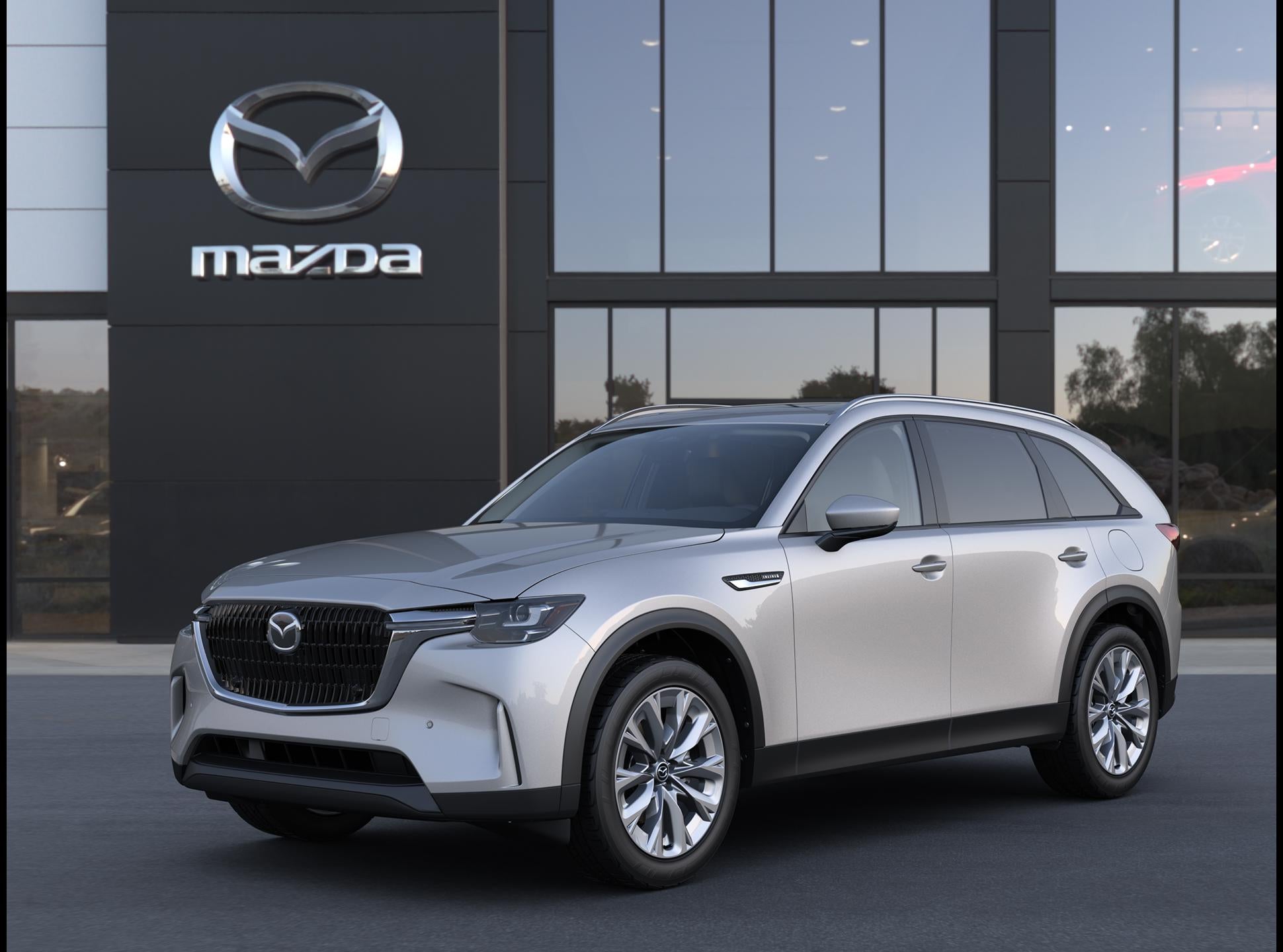 2026 Mazda Mazda CX-90 3.3 Turbo Preferred AWD in Platinum Quartz Metallic — front three-quarter view
