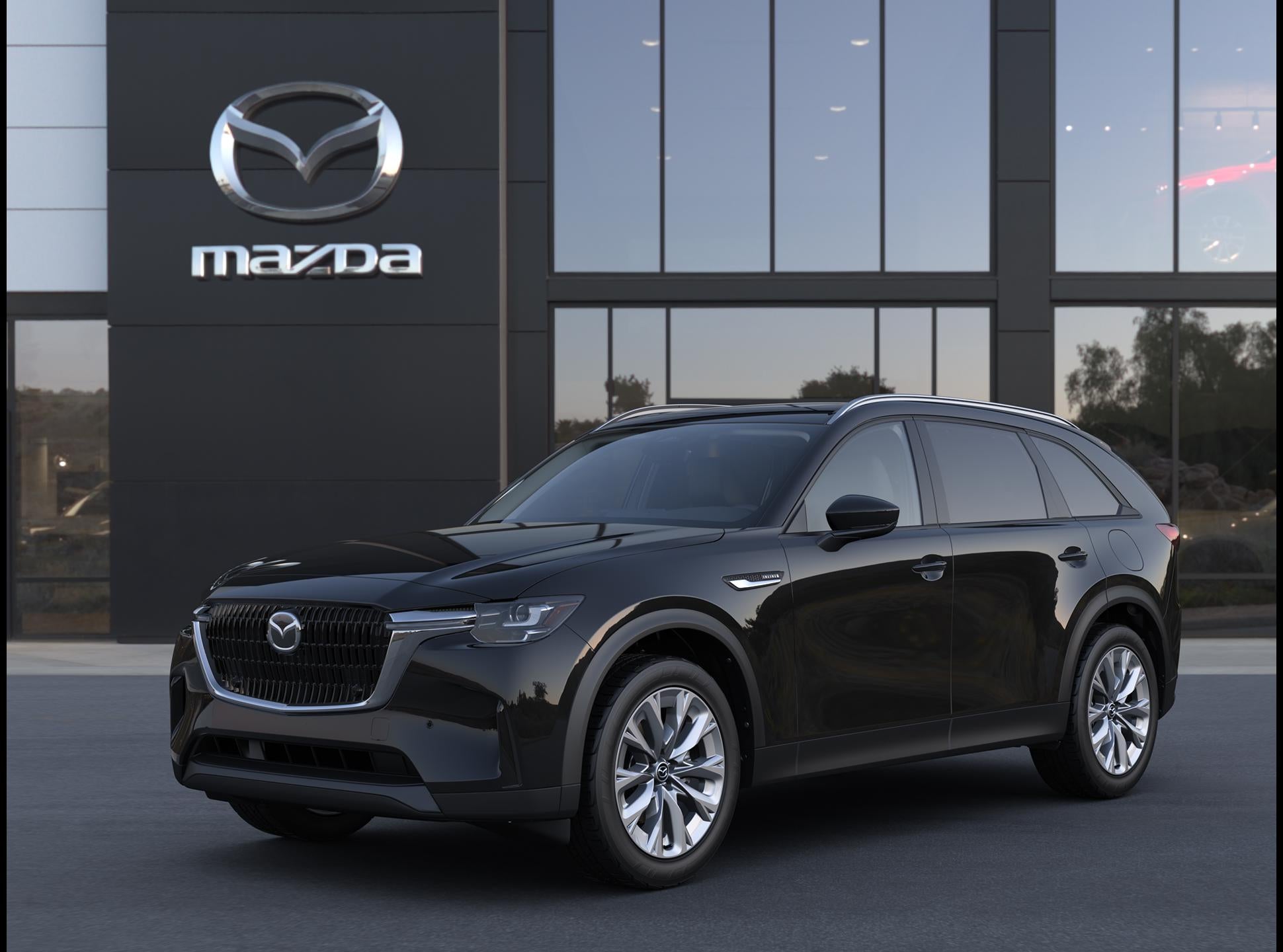 2026 Mazda Mazda CX-90 3.3 Turbo Preferred AWD in Jet Black Mica — front three-quarter view